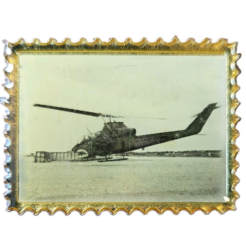 Stamp Size War Time Picture Prints HTF Brass Stamps Helicopter Fighter Jet Navy